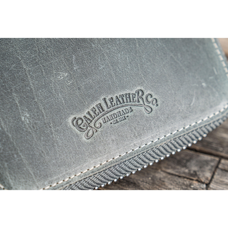 Galen Leather Portapenne in Pelle con Zip 10 Posti Crazy Horse Smoky