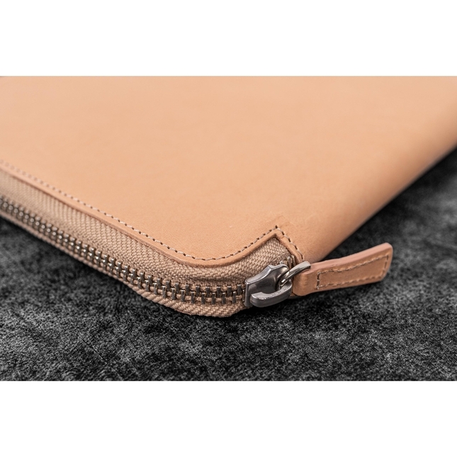 Galen Leather Zippered 10 Slots Pen Case with A5 Notebook Undyed Leather