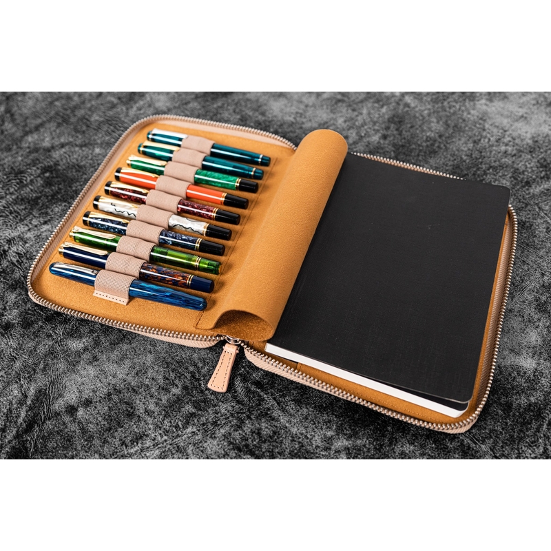 Galen Leather Portapenne in Pelle 10 Posti con Notebook A5 Undyed Leather Galen Leather Portapenne in Pelle 10 Posti con Notebook A5 Undyed Leather