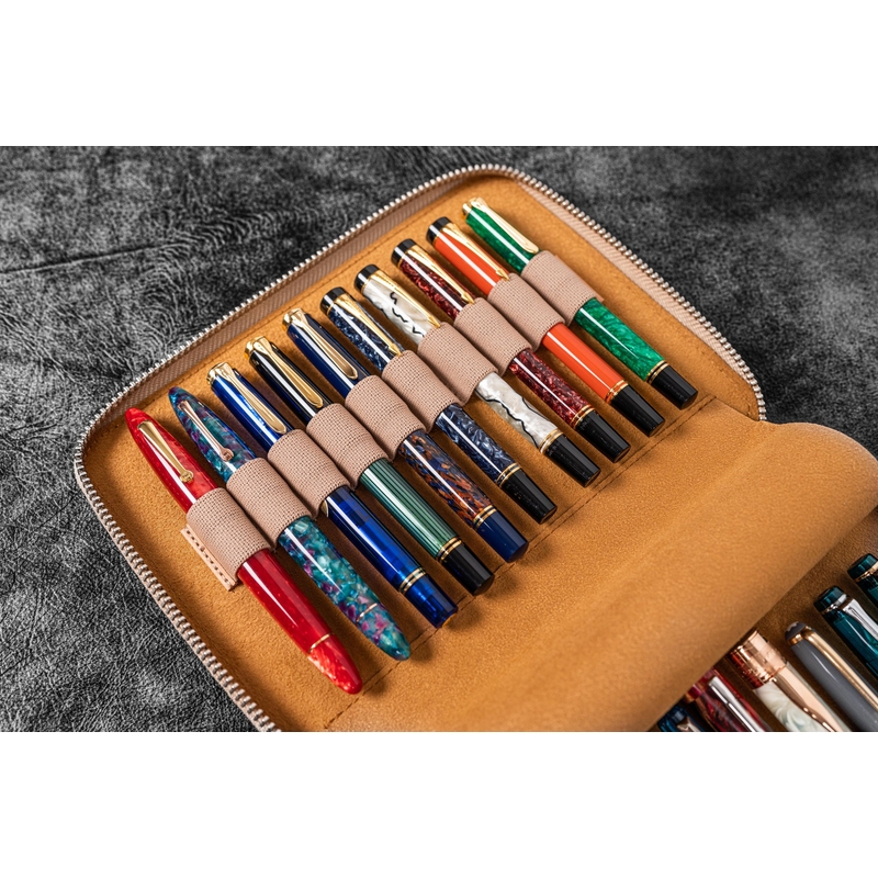 Galen Leather Zippered 20 Slots Pen Case Undyed Leather Galen Leather Zippered 20 Slots Pen Case Undyed Leather