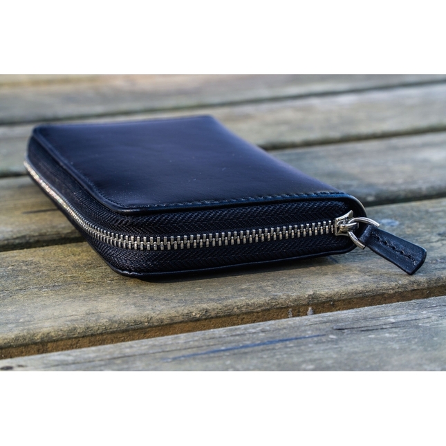 Galen Leather Zippered 3 Slots Pen Case Black