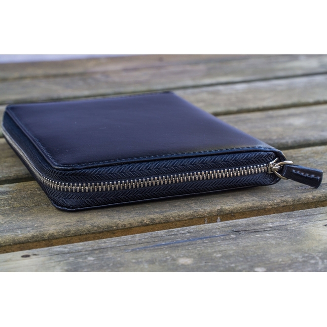 Galen Leather Portapenne in Pelle 5 Posti con Notebook A6 Nero