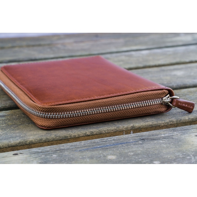 Galen Leather Portapenne in Pelle 5 Posti con Notebook A6 Marrone