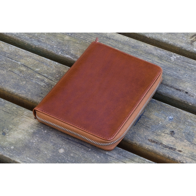 Galen Leather Portapenne in Pelle 5 Posti con Notebook A6 Marrone
