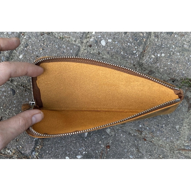 Galen Leather Slip-N-Zip Portapenne in Pelle 4 Posti Crazy Horse Brown