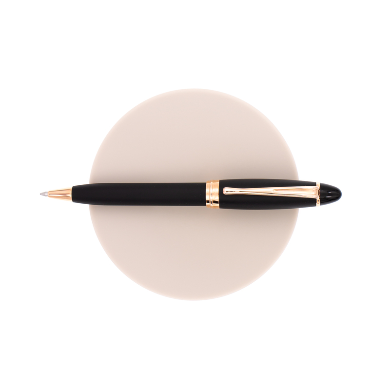 Aurora Ipsilon Satin Penna Sfera Nera & Oro Rosa