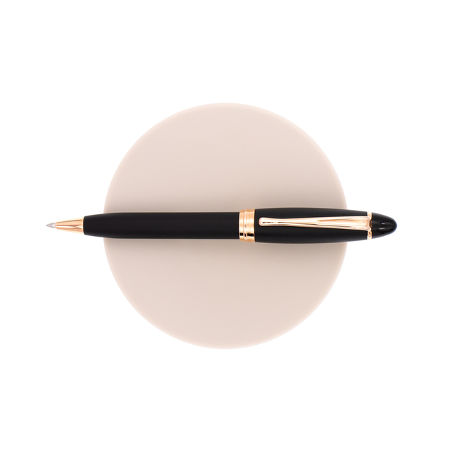 Aurora Ipsilon Satin Penna Sfera Nera & Oro Rosa