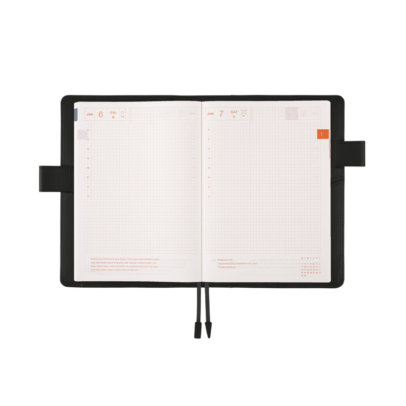 Hobonichi Techo Cousin A5 Leather: TS Basic - Black Set Cover + Agenda 2023