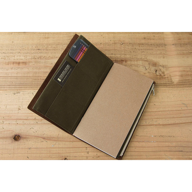 Traveler's Factory Paper Cloth Zipper Case Regular Size Olive