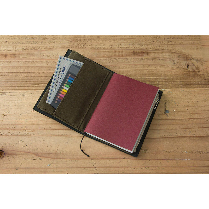 Traveler's Factory Paper Cloth Zipper Case Passport Size Olive