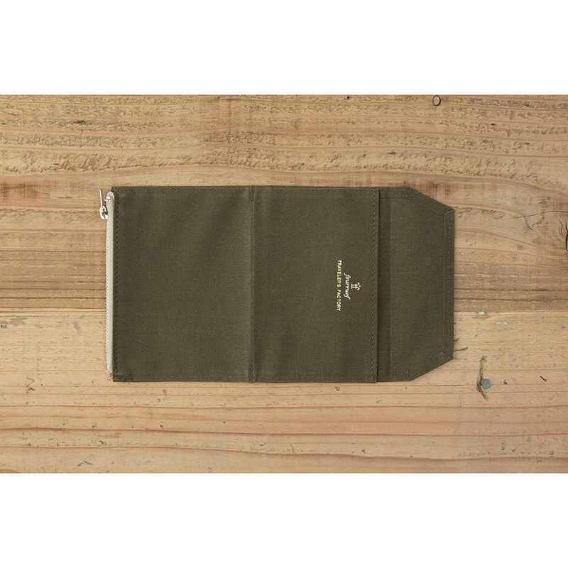 Traveler's Factory Paper Cloth Zipper Case Passport Size Olive