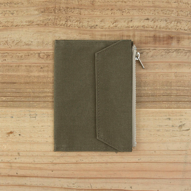 Traveler's Factory Paper Cloth Zipper Case Passport Size Olive