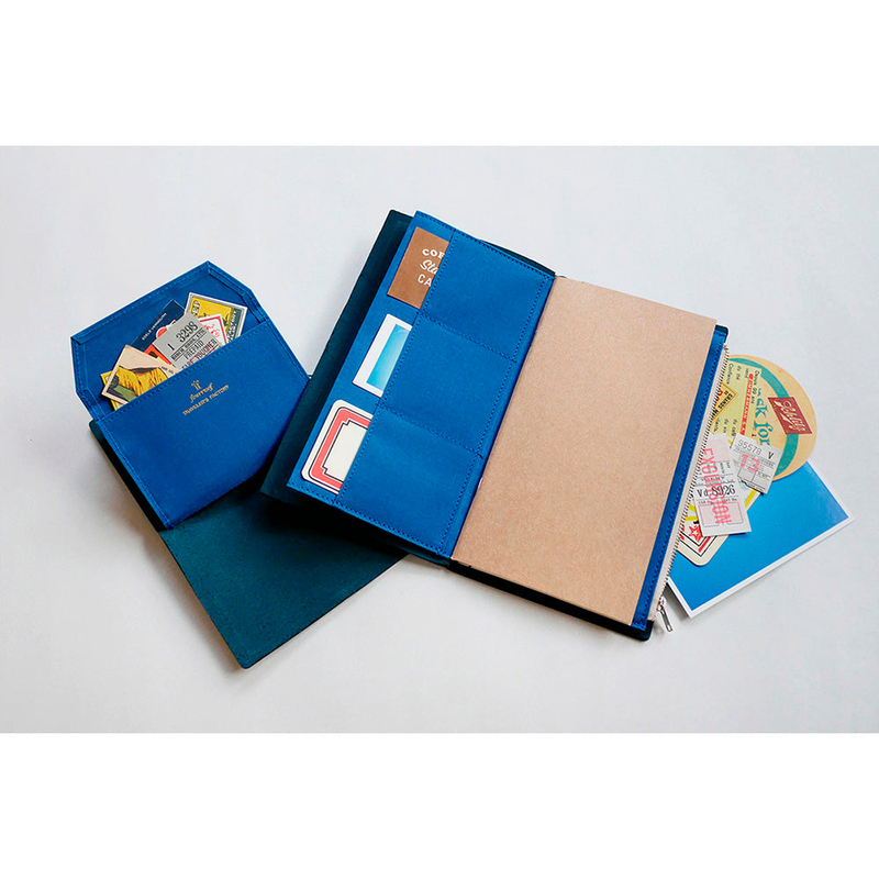 Traveler's Factory Paper Cloth Zipper Case Passport Size Blue