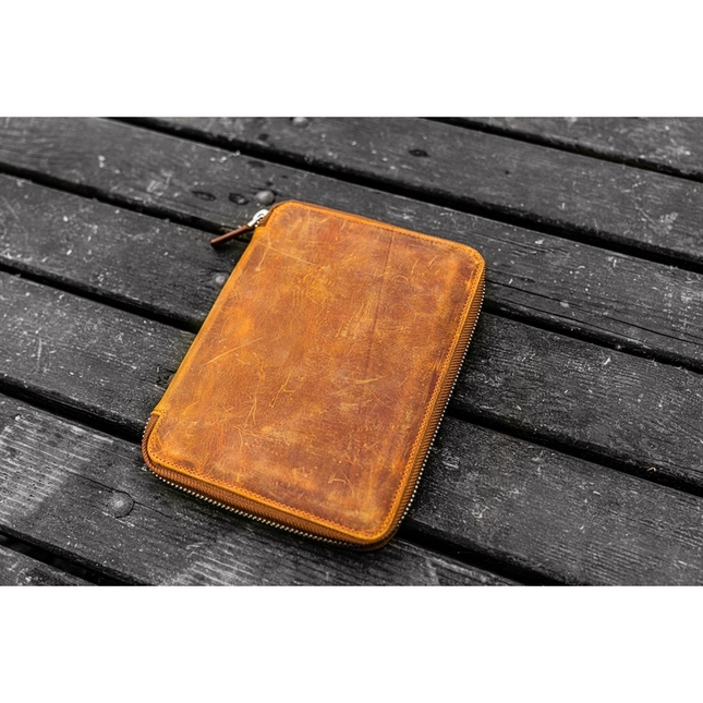 Galen Leather Zippered Folio A5 Crazy Horse Brown
