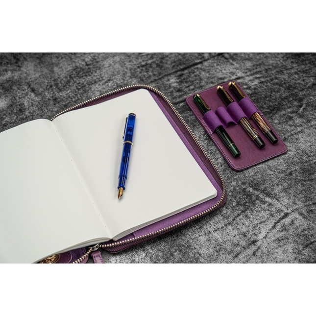 Galen Leather Zippered Folio A5 Purple