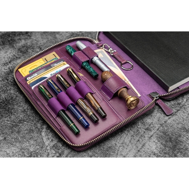 Galen Leather Zippered Folio A5 Purple