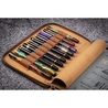 Galen Leather Zippered 10 Slots Pen Case with A5 Notebook Crazy Horse Brown