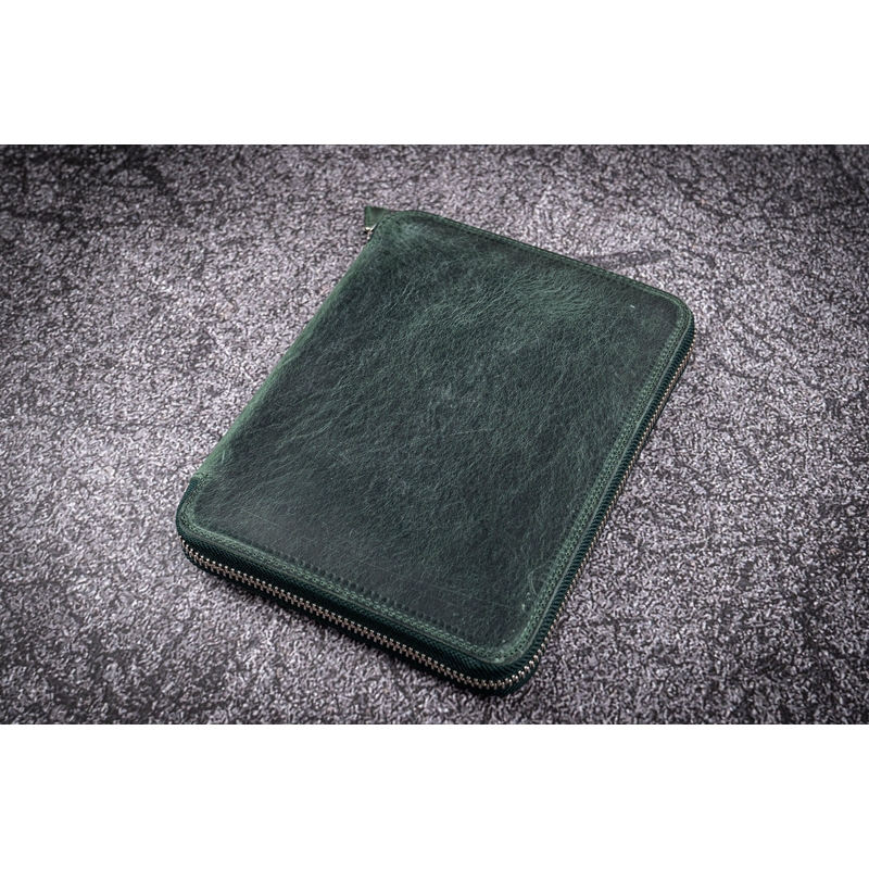 Galen Leather Portapenne in Pelle con Zip 20 Posti Crazy Horse Forest Green