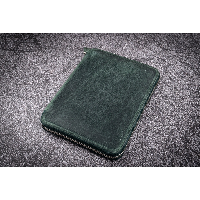 Galen Leather Portapenne in Pelle con Zip 20 Posti Crazy Horse Forest Green