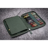 Galen Leather Zippered 20 Slots Pen Case Crazy Horse Forest Green