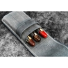 Galen Leather Flap Pen Case for 3 Pens Crazy Horse Smoky Grey