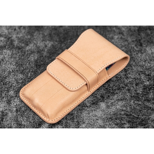 Galen Leather Flap Portapenne in Pelle 3 Posti Undyed