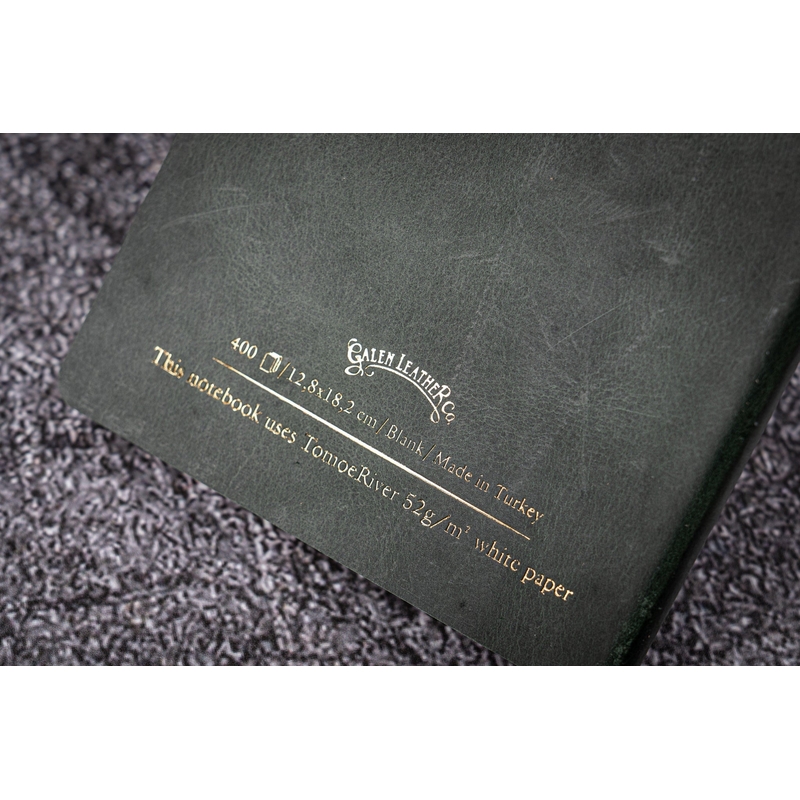 Galen Leather Notebook B6 Tomoe River Paper Crazy Horse Forest Green