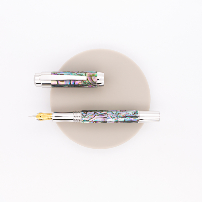 Laban Abalone Fountain Pen Mather of Pearl Rhodium
