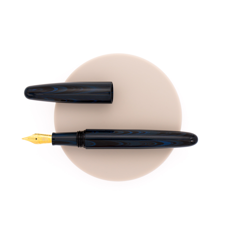 Wancher Dream Pen True Ebonite Fountain Pen Marble Blue & Gold Wancher Dream Pen True Ebonite Fountain Pen Marble Blue & Gold