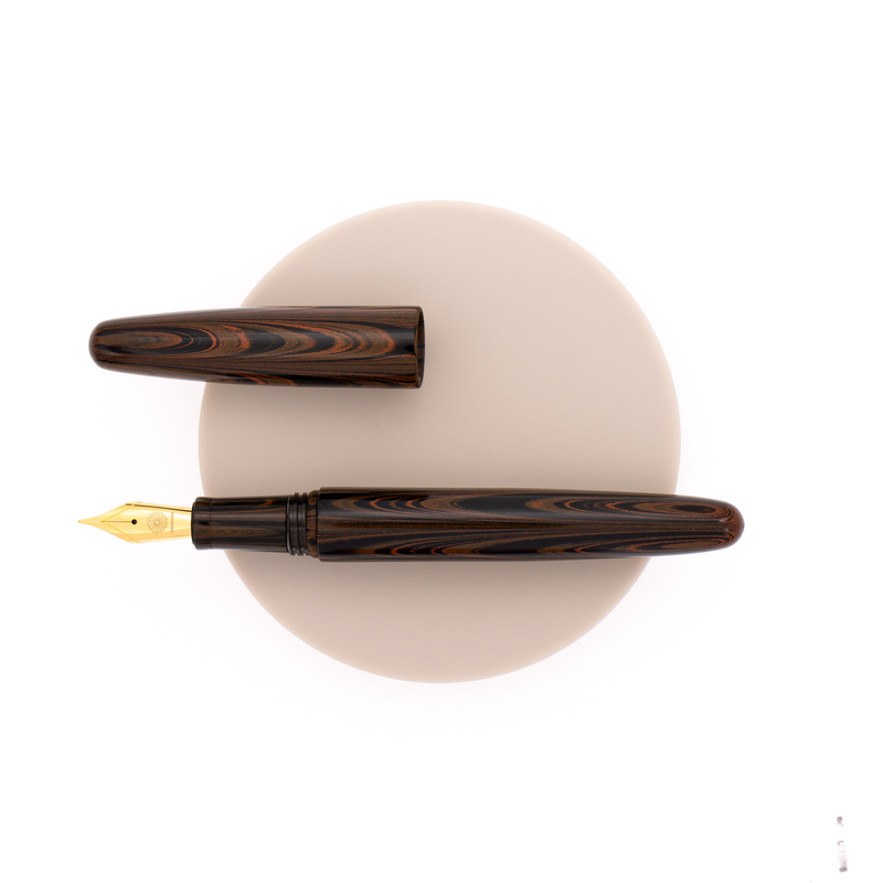 Wancher Dream Pen True Ebonite Fountain Pen Marble Brown & Gold Wancher Dream Pen True Ebonite Fountain Pen Marble Brown & Gold