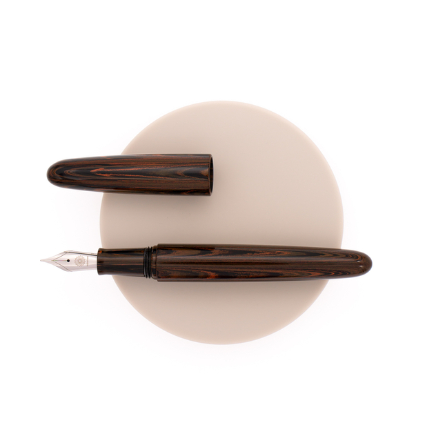 Wancher Dream Pen True Ebonite Penna Stilografica Marble Brown & Rodio