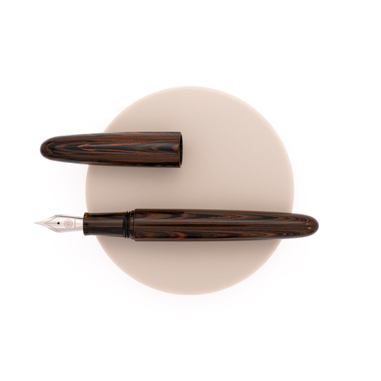 Wancher Dream Pen True Ebonite Fountain Pen Marble Brown & Rhodium