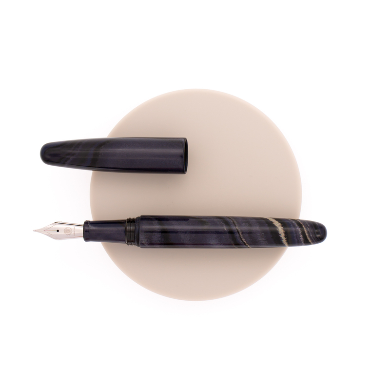 Wancher Dream Pen True Ebonite Penna Stilografica Marble Purple Gray & Rodio