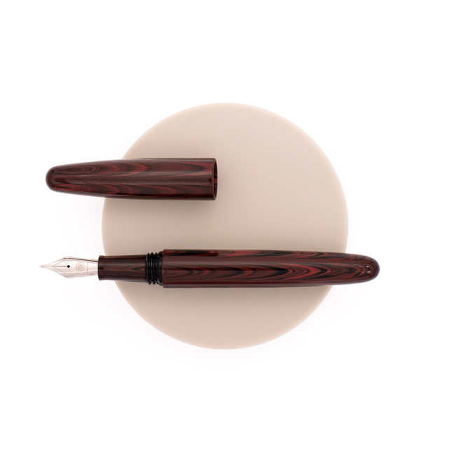 Wancher Dream Pen True Ebonite Fountain Pen Marble Red & Rhodium