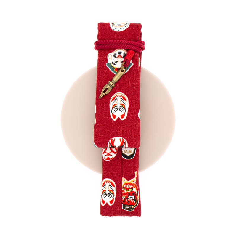 Kyoku Haku Kimono Pen Wrap for 1 Pen Japanese Folk Red