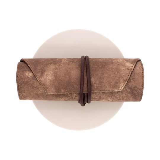 Kyoku Haku Rotolo Portapenne 6 Posti Suede Brown