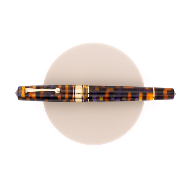 Leonardo Momento Zero Grande Mosaico Penna Stilografica Anemone & Oro 14 KT
