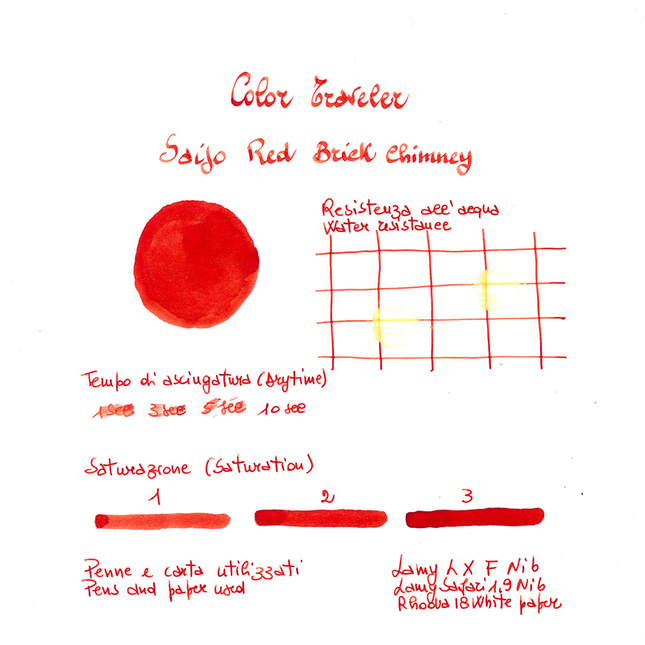 Color Traveler Saijo Red Brick Chimney Ink Bottle 30 ml
