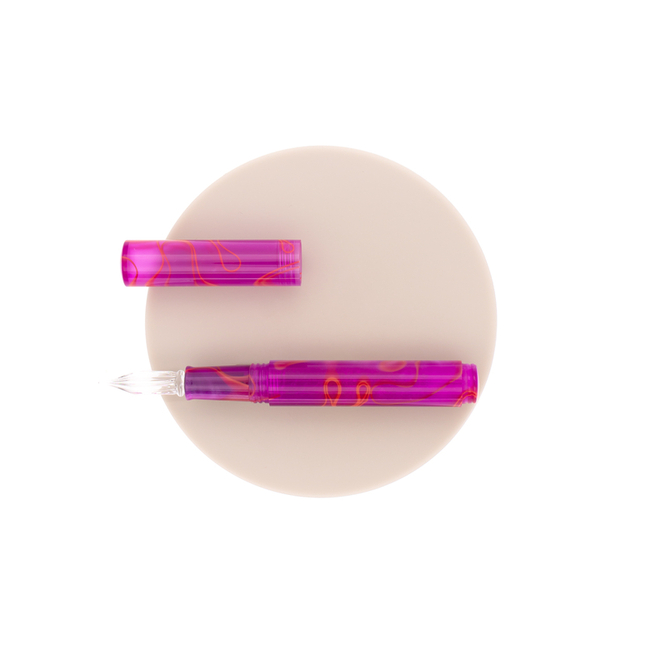 Guitar Portable Dip Pen with Glass Nib Sunset Pink