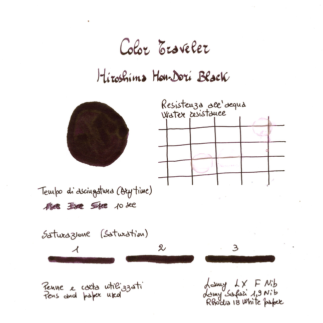 Color Traveler Hiroshima Hon-Dori Black Ink Bottle 30 ml