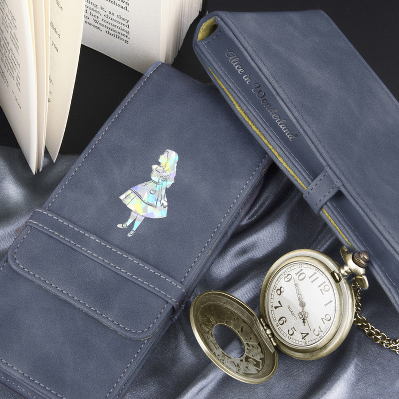 Wearingeul Eco Leather Pen Case for 3 Pens Alice in Wonderland