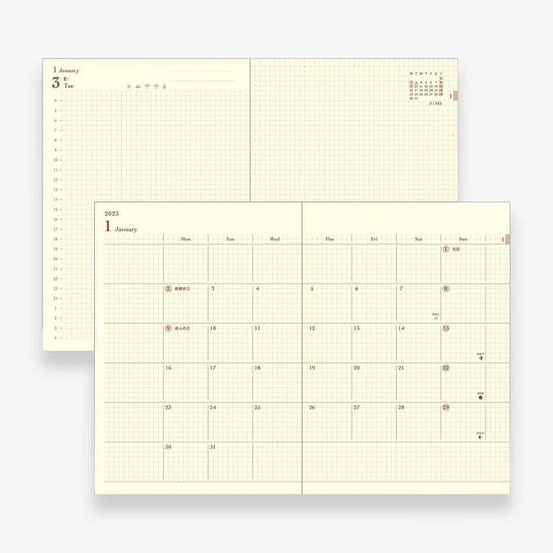 Midori Midori Hibino 2025 Diary A6 Camel