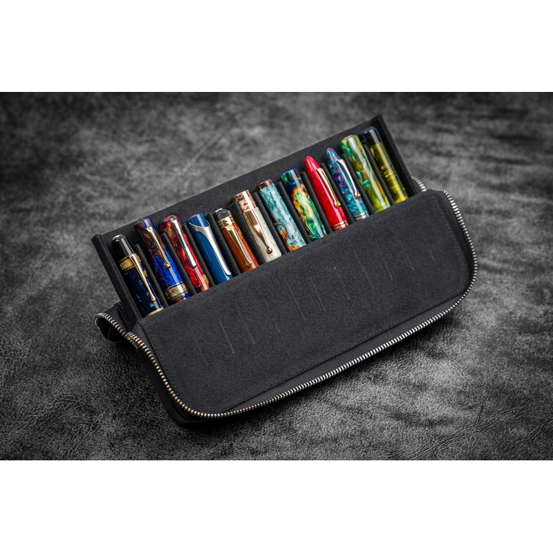 Galen Leather Galen Leather Magnum Opus 12 Slots Pen Case Black