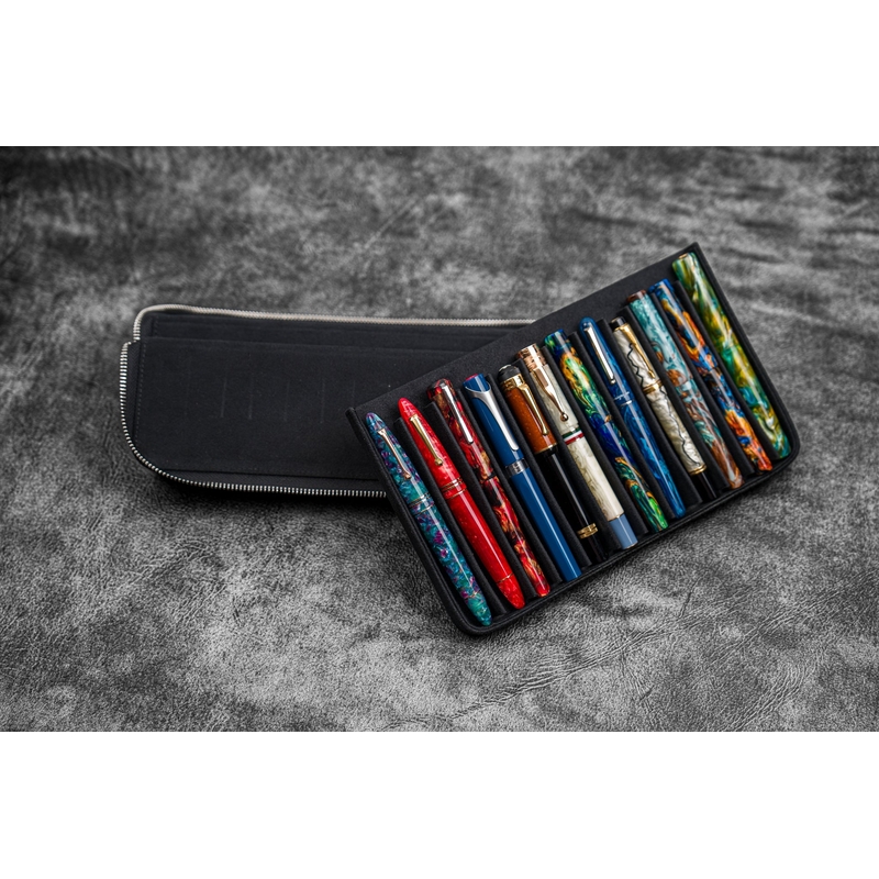 Galen Leather Galen Leather Magnum Opus 12 Slots Pen Case Black