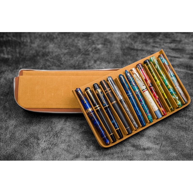 Galen Leather Galen Leather Magnum Opus 12 Slots Pen Case Crazy Horse Brown