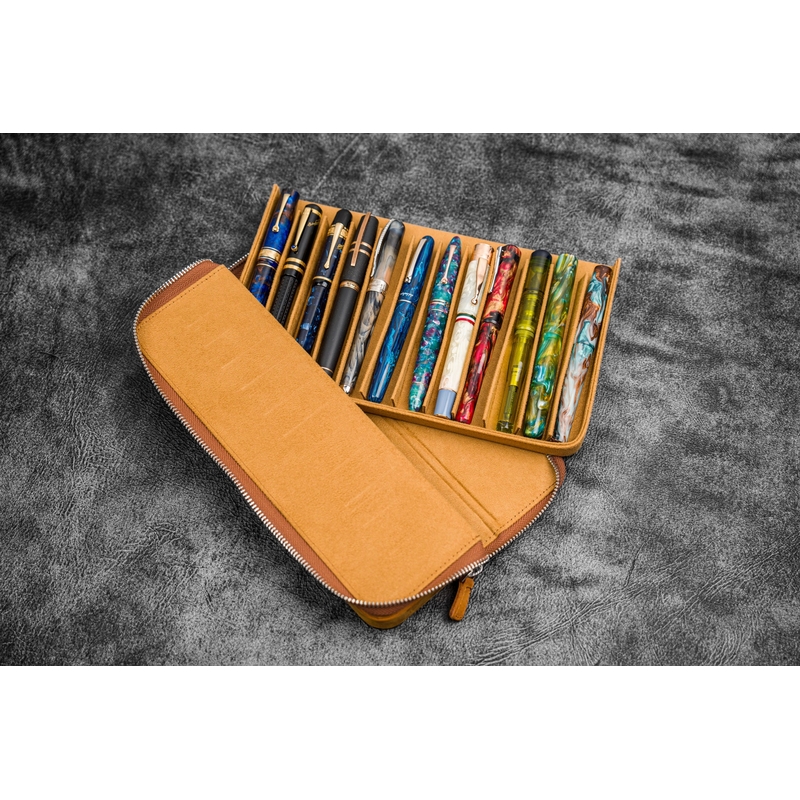 Galen Leather Galen Leather Magnum Opus 12 Slots Pen Case Crazy Horse Brown
