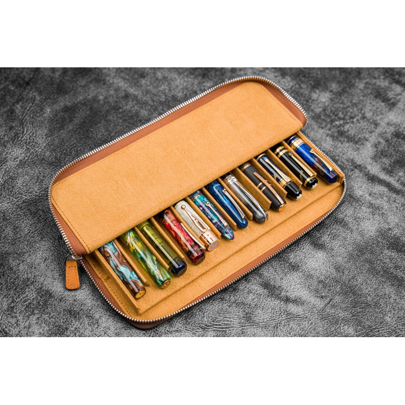 Galen Leather Galen Leather Magnum Opus 12 Slots Pen Case Crazy Horse Brown