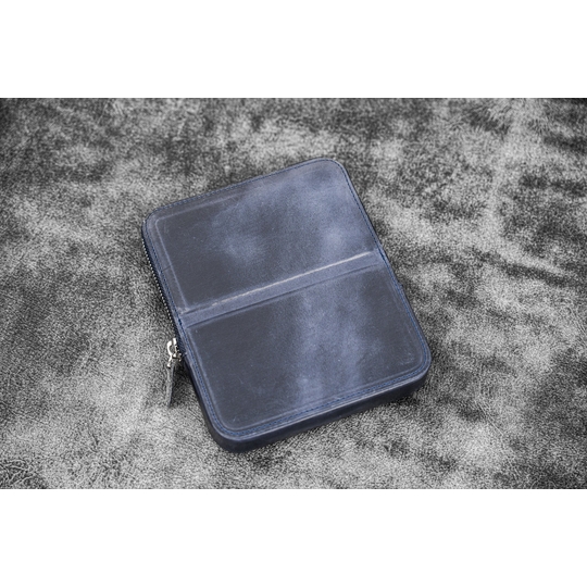 Galen Leather Magnum Opus 6 Slots Pen Case Crazy Horse Navy Blue