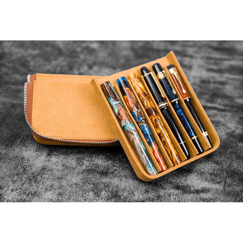 Galen Leather Galen Leather Magnum Opus 6 Slots Pen Case Crazy Horse Brown