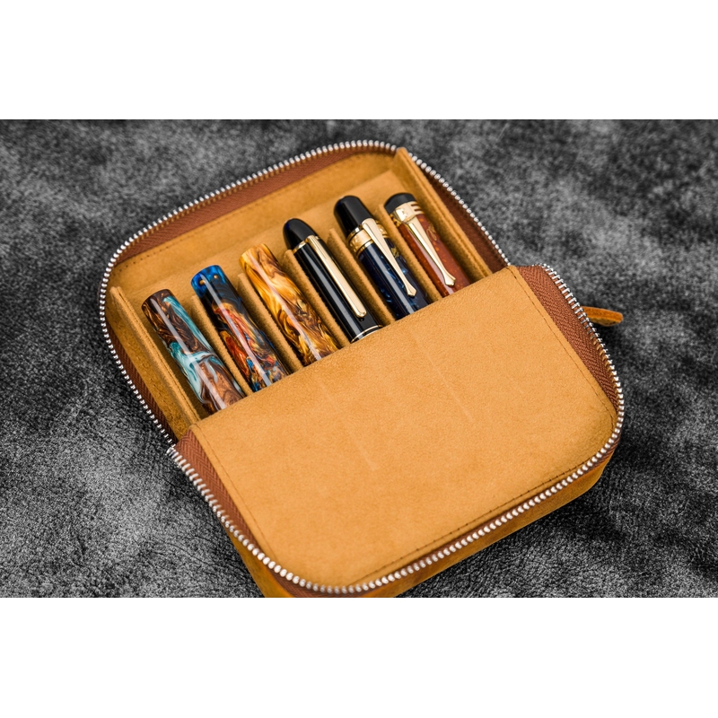 Galen Leather Galen Leather Magnum Opus 6 Slots Pen Case Crazy Horse Brown
